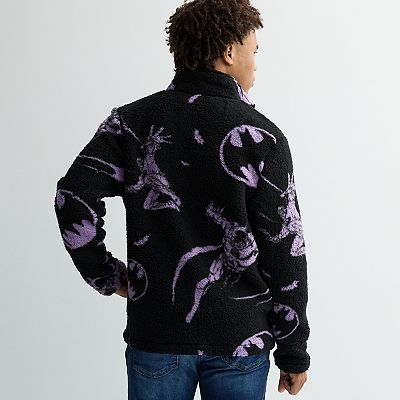 Men's Batman Allover Print Sherpa Jacket