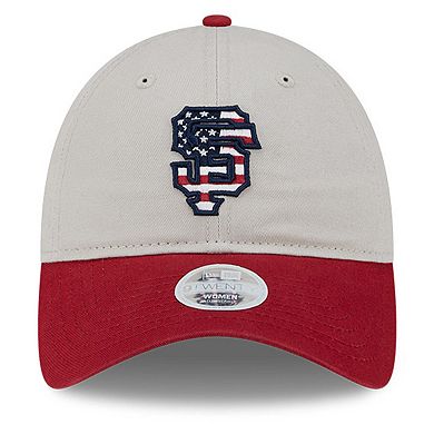 Women's New Era Khaki/Red San Francisco Giants 2024 Fourth of July 9TWENTY Adjustable Hat