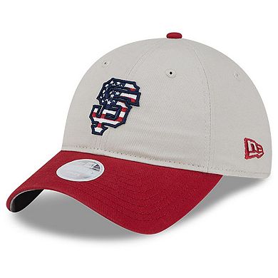Women's New Era Khaki/Red San Francisco Giants 2024 Fourth of July 9TWENTY Adjustable Hat