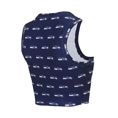 Women's Concepts Sport Seattle Seahawks Gauge Allover Print Cropped Tank Top & Shorts Sleep Set