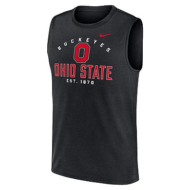 Men's Nike Black Ohio State Buckeyes Primetime Legend Lock Up Performance Muscle Tank Top