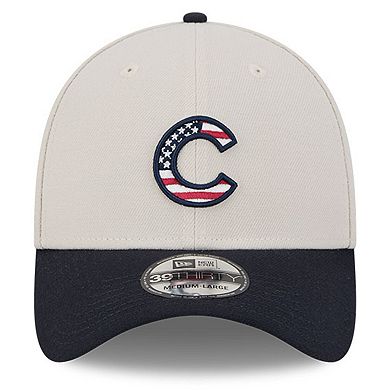 Men's New Era Khaki/Black Chicago Cubs 2024 Fourth of July 39THIRTY Flex Hat