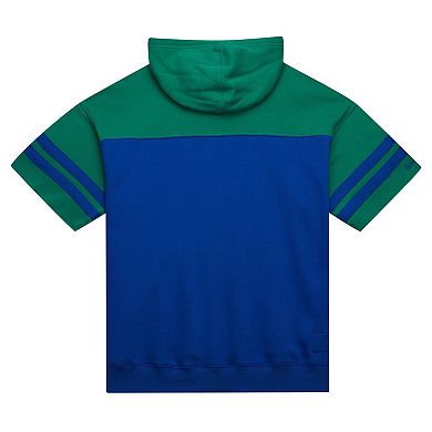 Men's Mitchell & Ness Royal Seattle Seahawks Off Field Vintage Logo Short Sleeve Pullover Hoodie