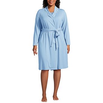 Plus Size Lands' End Tie Front Trimmed Cooling Robe