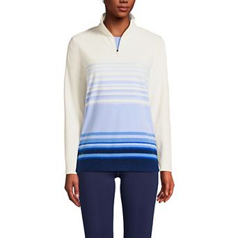 Women's Lands' End Ombre Striped 1/4-Zip Yoke Fleece Pullover