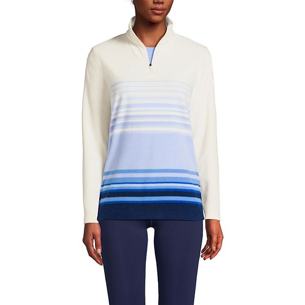 Women's Lands' End Ombre Striped 1/4-Zip Yoke Fleece Pullover