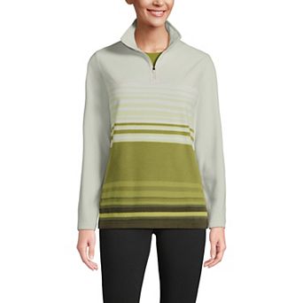 Women's Lands' End Ombre Striped 1/4-Zip Yoke Fleece Pullover