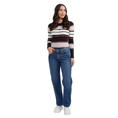 Women's Ellen Tracy Crewneck Button Shoulder Rib Sweater