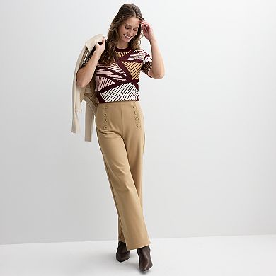 Women's Ellen Tracy High-Rise Wide Leg Sailor Pants
