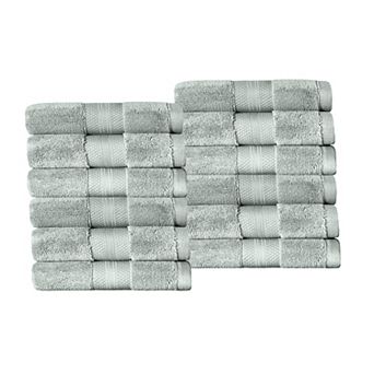 SUPERIOR 12 pc Turkish Cotton Highly Absorbent Washcloth Set