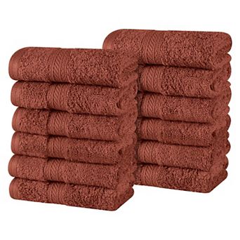 SUPERIOR 12 pc Atlas Cotton Plush Soft Washcloth Set