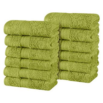 SUPERIOR 12 pc Atlas Cotton Plush Soft Washcloth Set