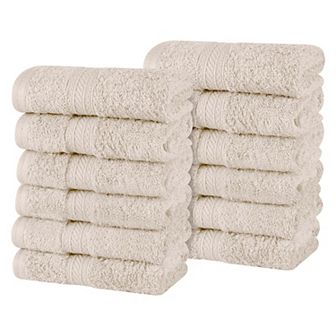 SUPERIOR 12 pc Atlas Cotton Plush Soft Washcloth Set