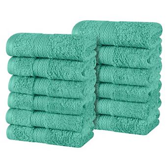 SUPERIOR 12 pc Atlas Cotton Plush Soft Washcloth Set