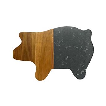 Black Marble And Acacia Wood Pig Board