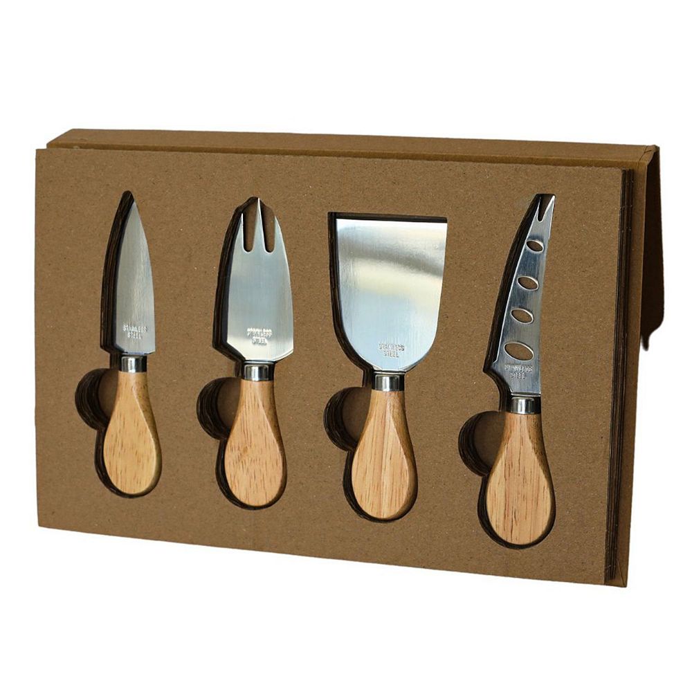 4-piece Cheese Serving Set With Wooden Handles