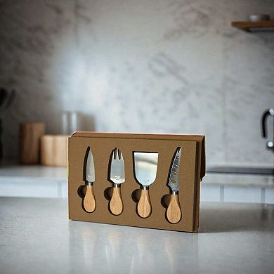 4-piece Cheese Serving Set With Wooden Handles