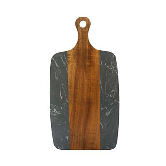 Black Marble And Acacia Wood Center Handled Board