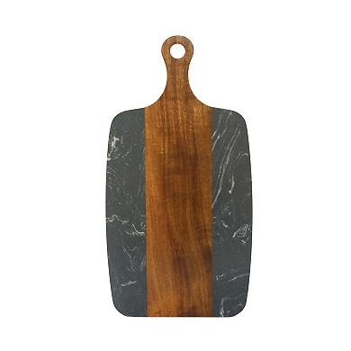 Black Marble And Acacia Wood Center Handled Board