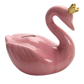 Ceramic Swan With Crown Bank