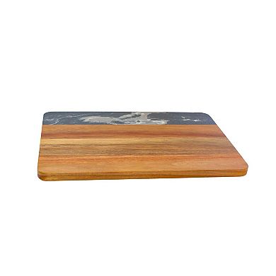 Black Marble And Acacia Wood Rectangle Board