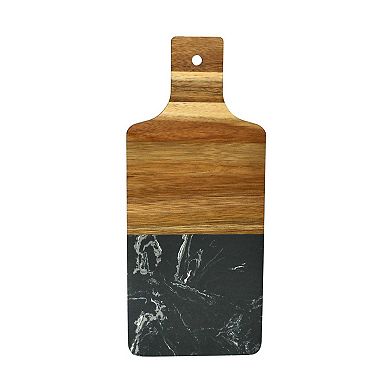 Black Marble And Acacia Wood Handled Board
