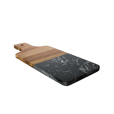 Black Marble And Acacia Wood Handled Board