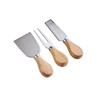 3 pc Cheese Knife Set - Stainless Steel & Wood