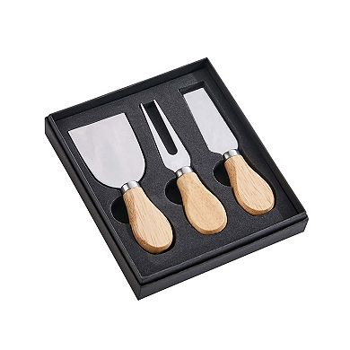 3-piece Cheese Knife Set - Stainless Steel & Wood