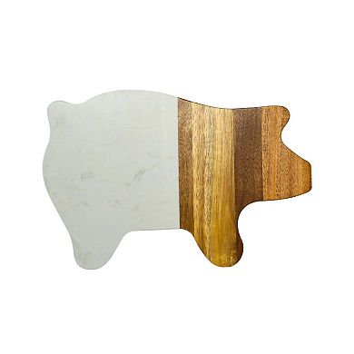 White Marble And Acacia Wood Pig Board