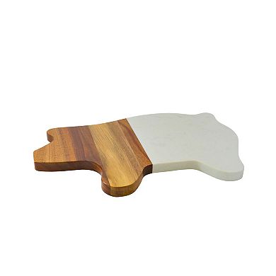White Marble And Acacia Wood Pig Board