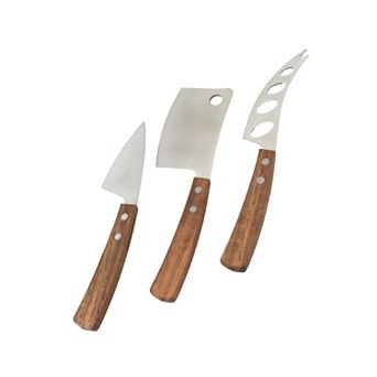 3 pc Cheese Knife Set With Wooden Handles