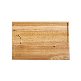 Rubberwood Cutting Board With Well - 18" X 12"