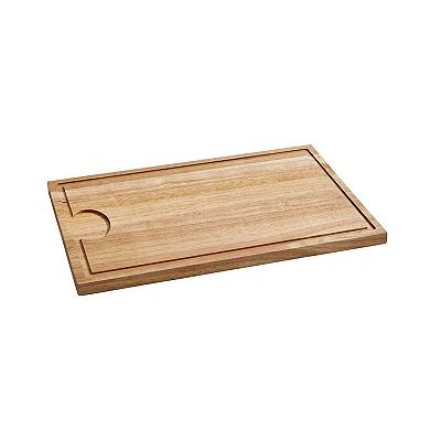 Rubberwood Cutting Board With Well - 18" X 12"
