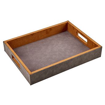 Grey Leatherette Tray - 16" X 12"