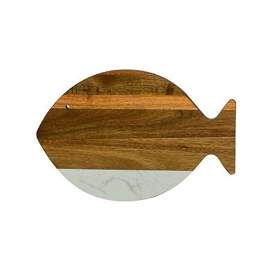 White Marble And Acacia Wood Fish Board