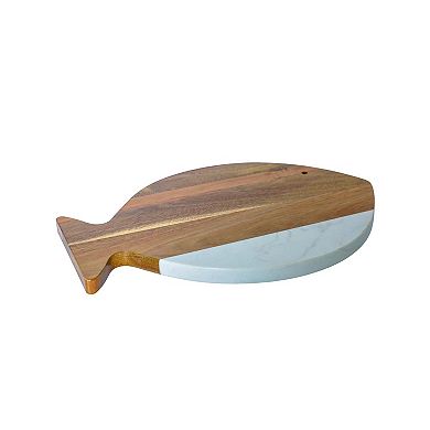 White Marble And Acacia Wood Fish Board