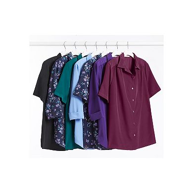 Woman Within Plus Size Three-Quarter Sleeve Peachskin Button Front Shirt