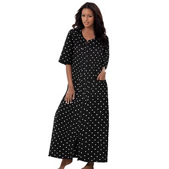 Dreams & Co. Plus Size Long French Terry Zip-Front Robe