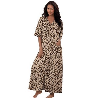 Dreams & Co. Women's Plus Size Long French Terry Zip-front Robe