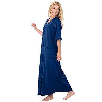 Dreams & Co. Plus Size Petite Long French Terry Zip-Front Robe