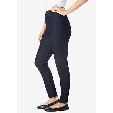 Woman Within Plus Size Fineline Stretch Denim Skinny Pull-On Jeans