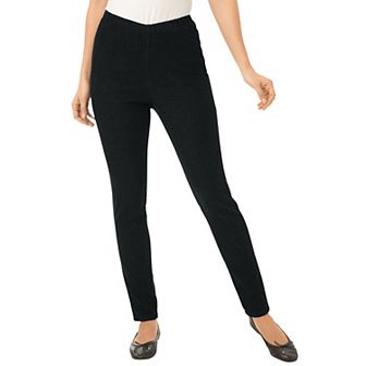 Woman Within Plus Size Pull-On Elastic-Waist Stretch Fineline Denim Jeans