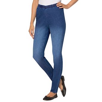 Woman Within Plus Size Pull-On Elastic-Waist Stretch Fineline Denim Jeans