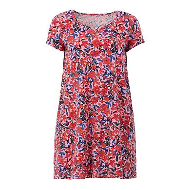 Ellos Plus Size Cotton Spandex Scoop Neck Short Sleeve A Line Tee Dress