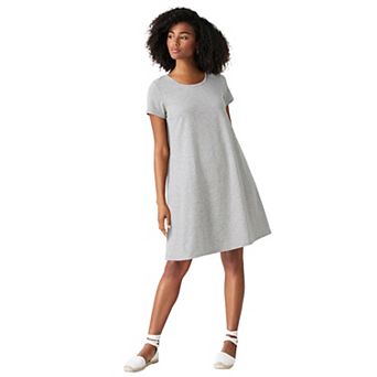 Ellos Plus Size Cotton Spandex Scoop Neck Short Sleeve A Line Tee Dress