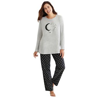 Dreams & Co. Plus Size Petite Long Sleeve Knit PJ Set
