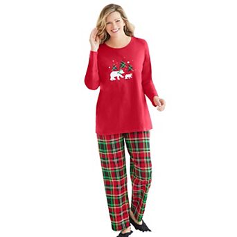 Dreams & Co. Plus Size Petite Long Sleeve Knit PJ Set