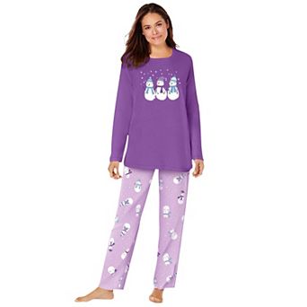 Dreams & Co. Plus Size Petite Long Sleeve Knit PJ Set