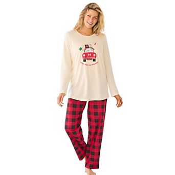 Dreams & Co. Plus Size Petite Long Sleeve Knit PJ Set